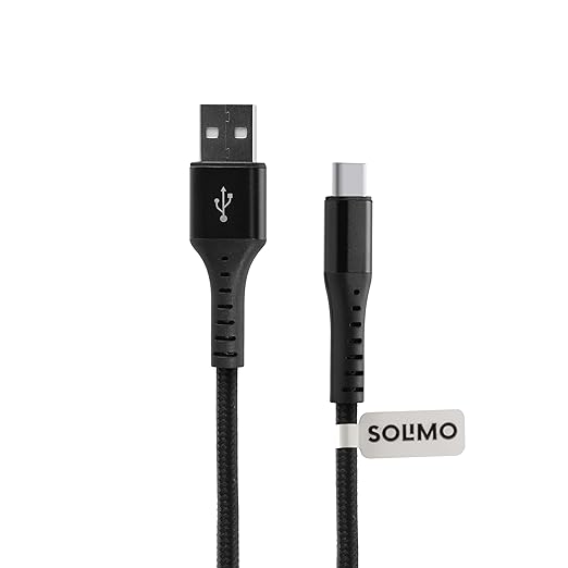 Amazon Brand - Solimo Fast Charging Braided Type C Data Cable Joint, Suitable For All Supported Mobile Phones