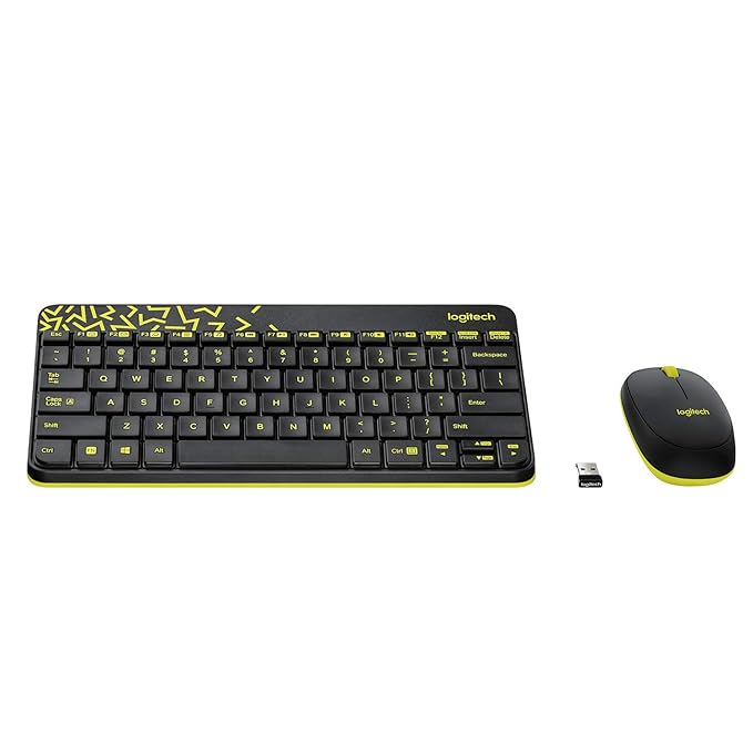 Logitech MK240 Nano Wireless USB Keyboard and Mouse Set, 12 Function Keys 2.4GHz Wireless, 1000DPI, Spill-Resistant Design, PC/Mac