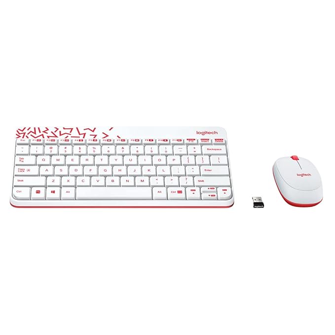 Logitech MK240 Nano Wireless USB Keyboard and Mouse Set, 12 Function Keys 2.4GHz Wireless, 1000DPI, Spill-Resistant Design, PC/Mac