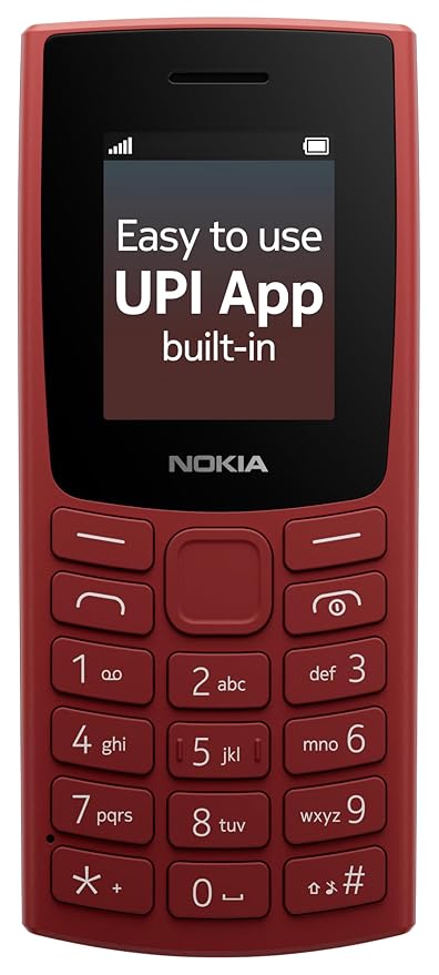 Nokia All-new 105 Single Sim Keypad Phone with Built-in UPI Payments, Long-Lasting Battery, Wireless FM Radio | RED