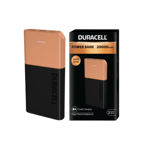 Duracell 20000 MAH Slimmest Power Bank with 1 Type C PD and 2 USB A Port, 22.5W Fast Charging Portable Charger to Charges 3 Devices Simultaneously for iPhones, Android Phones, Smart Watches & More